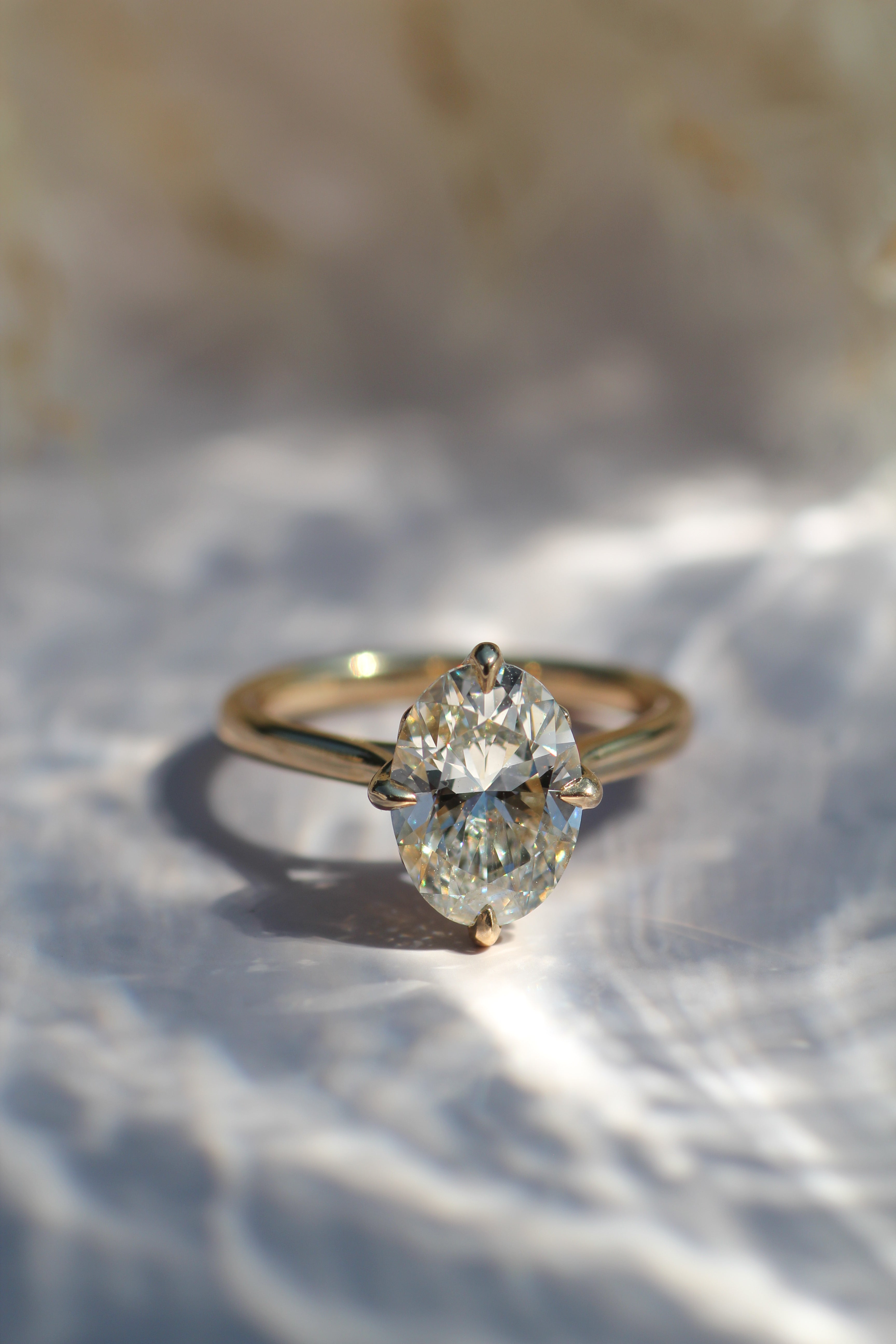 Marquise Shaped Three Stone Lab Grown Diamond Engagement Ring